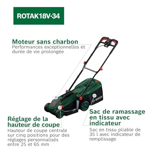 Autre vue : Tondeuse à batterie Bosch Rotak 18V-34