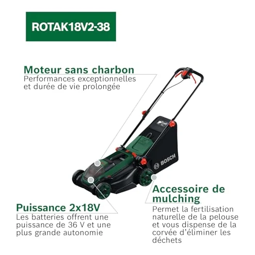 Autre vue : Tondeuse à batterie Bosch Rotak 18V2-38