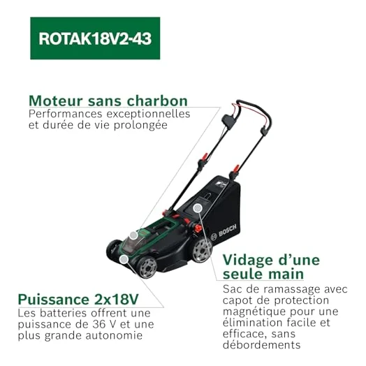 Autre vue : Tondeuse à batterie Bosch Rotak 18V2-43