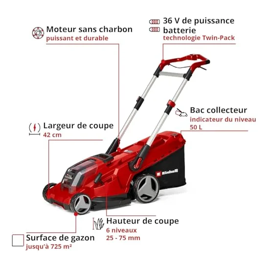 Autre vue : Tondeuse à batterie Einhell RASARRO 36/42