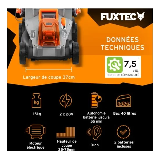 Autre vue : Tondeuse à batterie Fuxtec FX-E2RM37