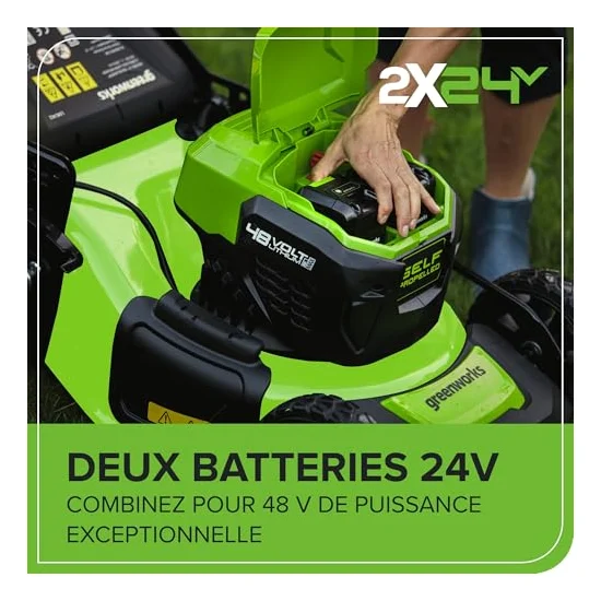 Autre vue : Tondeuse à batterie Greenworks GD24X2LM46SP