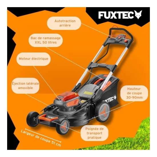 Autre vue : Tondeuse à batterie Fuxtec FX-E2RM51