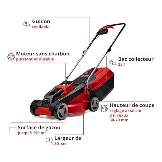 Autre vue : Tondeuse à batterie Einhell GE-CM 18/30 Li