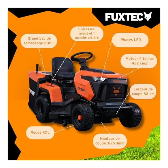 Autre vue : Tracteur tondeuse Fuxtec FX-RMT84M