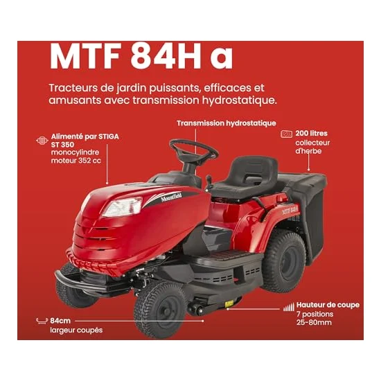 Autre vue : Tracteur tondeuse Mountfield MTF 84H